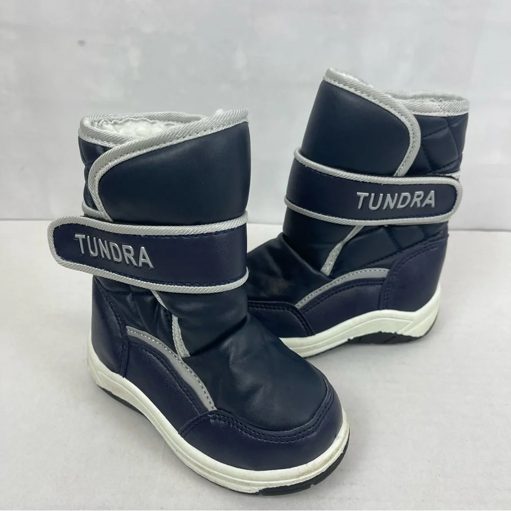 Tundra Snow Navy Blue Cold Weather Teddy Winter Boots Unisex Size 5